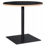 Table de repas design ronde pied métal thermolaqué FLANELLE (Ø 80 cm) (noir)