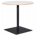 Table de repas design ronde pied métal thermolaqué FLANELLE (Ø 80 cm) (blanc)