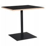 Tavolo da pranzo design piede quadrato flanella in metallo verniciato a polvere (80x80 cm) (nero)