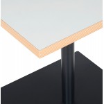 Tavolo da pranzo design piede quadrato flanella in metallo verniciato a polvere (80x80 cm) (bianco)