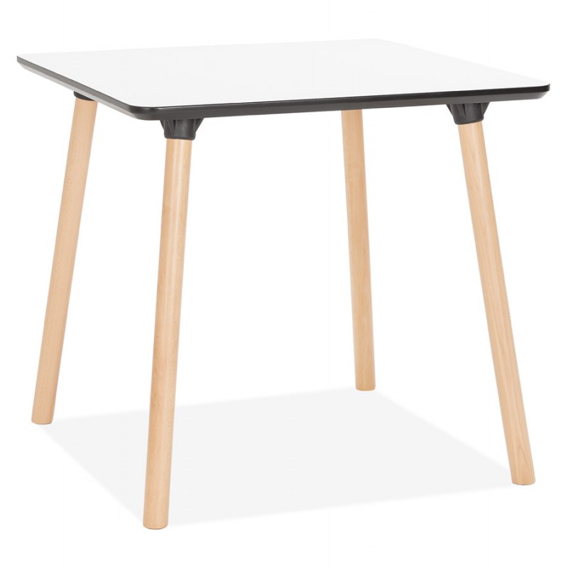 Mesa de comedor de diseño de madera de haya de pie cuadrado JANINE (80x80 cm) (blanco) - image 60576