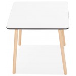 Table de repas design carrée pied bois de hêtre JANINE (80x80 cm) (blanc)