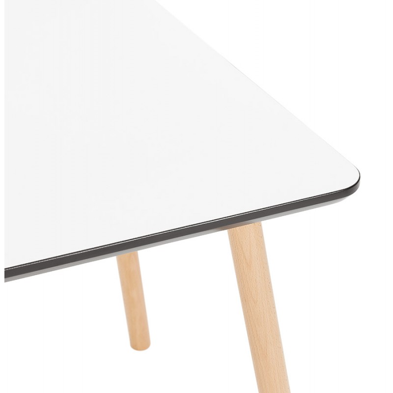 Table de repas design carrée pied bois de hêtre JANINE (80x80 cm) (blanc) - image 60582