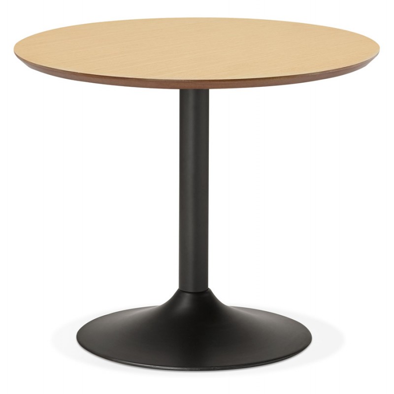 Tavolo da pranzo rotondo di design o scrivania in legno e metallo verniciato MAUD (Ø 90 cm) (naturale) - image 60587