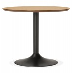 Design round dining table or desk in wood and painted metal MAUD (Ø 90 cm) (natural)