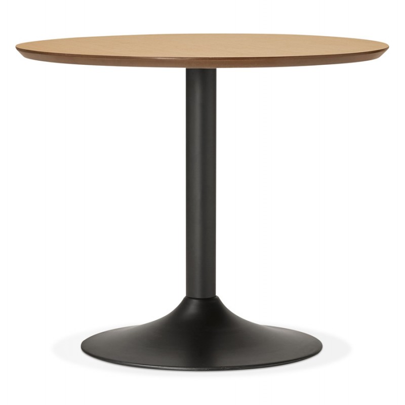 Table à manger ronde design ou bureau en bois et métal peint MAUD (Ø 90 cm) (naturel) - image 60588