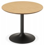 Table à manger ronde design ou bureau en bois et métal peint MAUD (Ø 90 cm) (naturel)