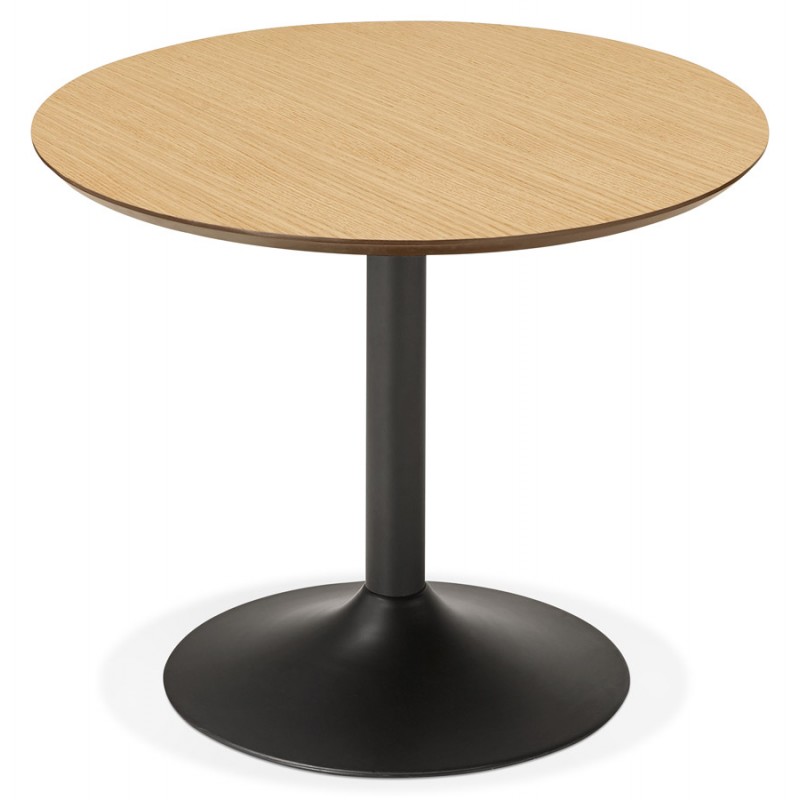 Mesa de comedor redonda de diseño o escritorio en madera y metal pintado MAUD (Ø 90 cm) (natural) - image 60589