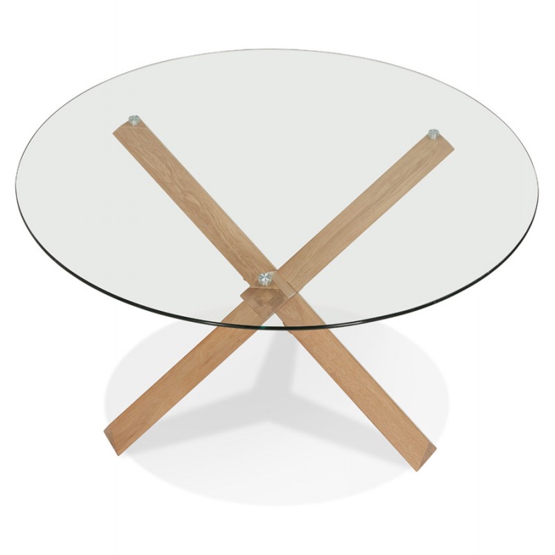 Round design dining table in glass POLO (Ø 130 cm) (transparent) - image 60631
