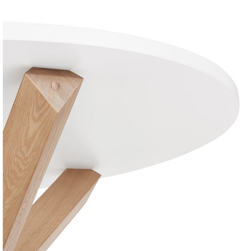 Table de repas design ronde en bois NICOLE (Ø 120 cm) (blanc mat ciré) - image 60646