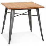 Square industrial style table in wood and dark grey metal GILOU (76x76 cm) (brown)