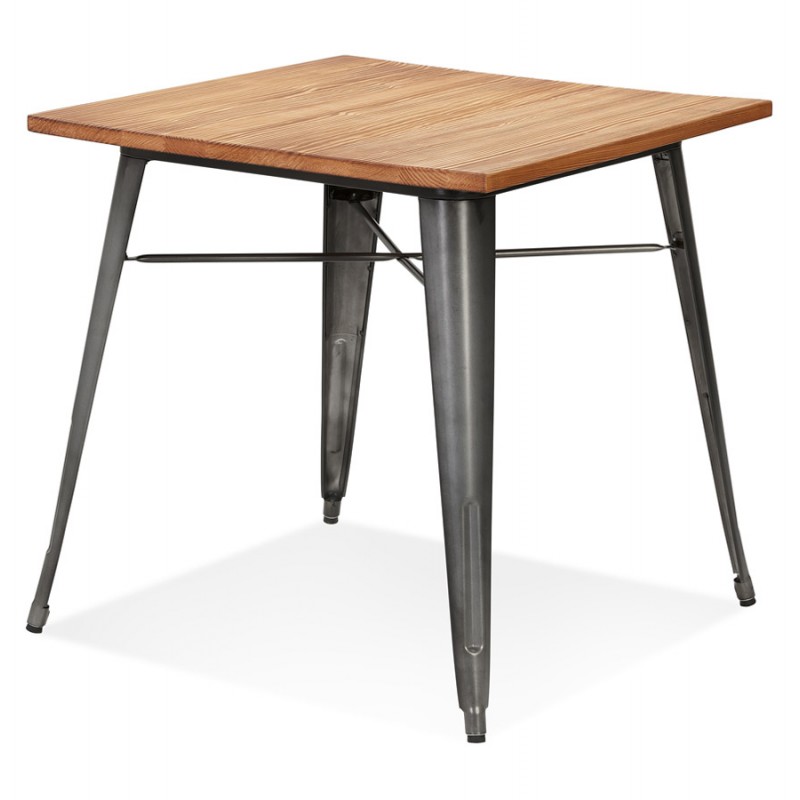 Table carré style industriel en bois et métal gris foncé GILOU (76x76 cm) (marron) - image 60652