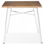 Square industrial style table in wood and white metal GILOU (76x76 cm) (brown)