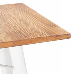 Table carré style industriel en bois et métal blanc GILOU (76x76 cm) (marron)