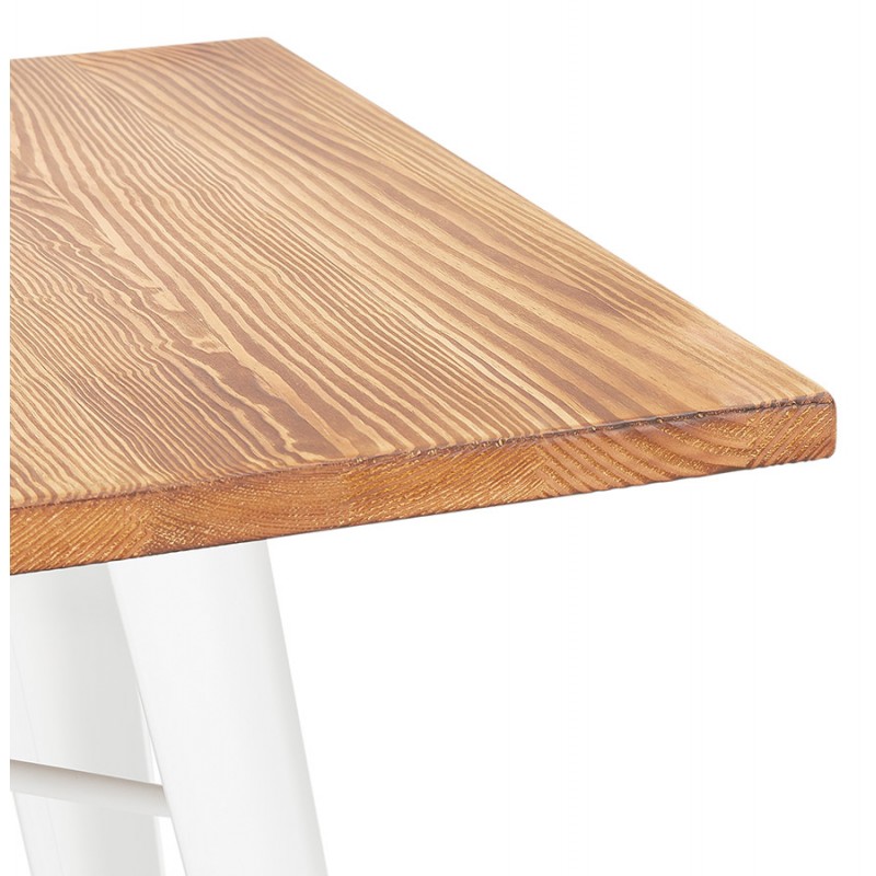 Tavolo quadrato in stile industriale in legno e metallo bianco GILOU (76x76 cm) (marrone) - image 60663