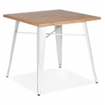 Square industrial style table in wood and white metal GILOU (76x76 cm) (natural)