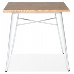 Table carré style industriel en bois et métal blanc GILOU (76x76 cm) (naturel)