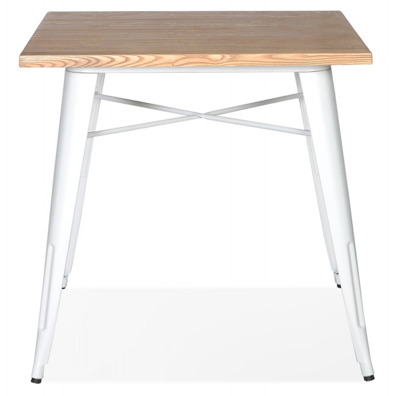 Quadratischer Industrietisch aus Holz und weißem Metall GILOU (76x76 cm) (natur) - image 60667
