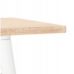 Mesa cuadrada estilo industrial en madera y metal blanco GILOU (76x76 cm) (natural)