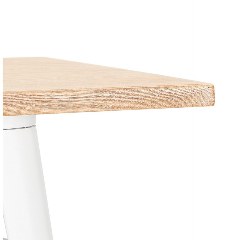 Table carré style industriel en bois et métal blanc GILOU (76x76 cm) (naturel) - image 60669
