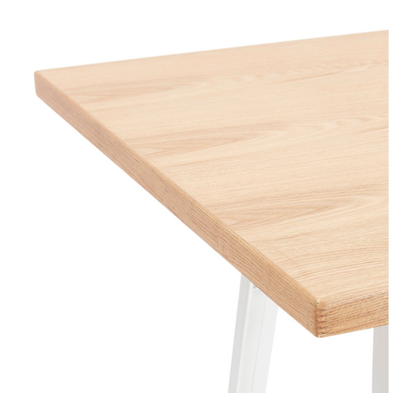 Table carré style industriel en bois et métal blanc GILOU (76x76 cm) (naturel) - image 60670