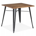 Square industrial style table in wood and black metal GILOU (76x76 cm) (brown)