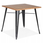 Square industrial style table in wood and black metal GILOU (76x76 cm) (natural)
