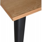 Table carré style industriel en bois et métal noir GILOU (76x76 cm) (naturel)