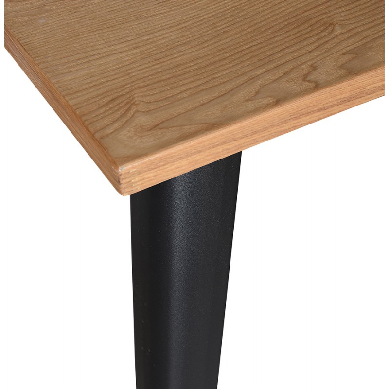 Table carré style industriel en bois et métal noir GILOU (76x76 cm) (naturel) - image 60683