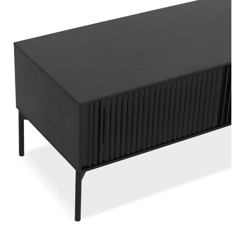 Meuble TV design 3 tiroirs 160 cm GASTON (noir) - image 60706
