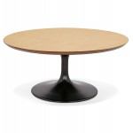 Coffee table design round foot black (Ø 90) MARTHA (natural)