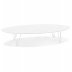Tavolino ovale di design in legno e metallo CHALON (bianco opaco)