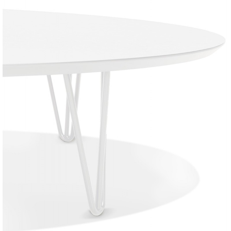 Mesita de diseño ovalado en madera y metal CHALON (blanco mate) - image 60741
