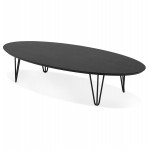 Oval design coffee table in wood and metal CHALON (black)