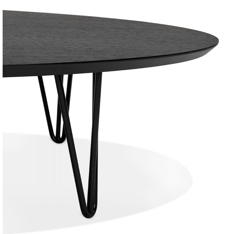 Oval design coffee table in wood and metal CHALON (black) - image 60748