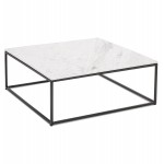 Table basse design carré en pierre effet marbre NICOS (blanc)