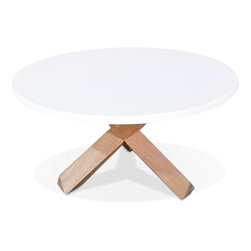 Tavolino rotondo di design in legno NICOLE (Ø 80 cm) (bianco opaco lucido) - image 60770