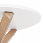 Table de salon design ronde en bois NICOLE (Ø 80 cm) (blanc mat ciré)