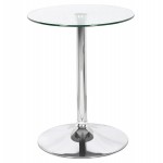Mesa redonda pie de mesa cromado metal MINOU (Ø 60 cm) (transparente)