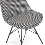 Chaise design en tissu pieds métal noirs IZZA (Pied de poule)