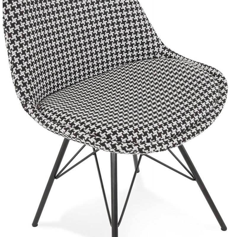 Chaise design en tissu pieds métal noirs IZZA (Pied de poule) - image 61019