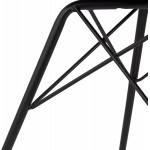 Chaise design en tissu velours pieds métal noirs IZZA (Rose)