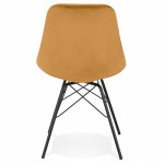 Design-Stuhl aus Samtstofffüßen Metall schwarz IZZA (Senf)