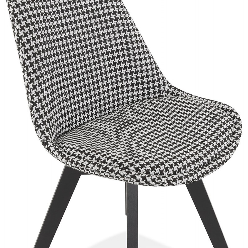 Chaise vintage et industrielle en tissu pieds noirs LEONORA (Pied de poule) - image 61046