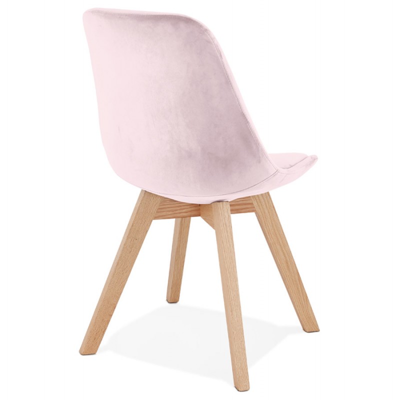 Patas de silla de terciopelo vintage y escandinavo en madera natural LEONORA (Rosa) - image 61052