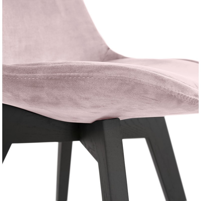 Chaise vintage et industrielle en velours pieds en bois noir LEONORA (Rose) - image 61060