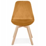 Vintage- und Industrie-Samt-Stuhlfüße aus Naturholz LEONORA (Senf)