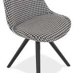 Chaise vintage et industrielle en tissu pieds bois noirs ALINA (Pied de poule)