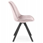 Vintage and industrial velvet chair feet in black wood ALINA (Pink)