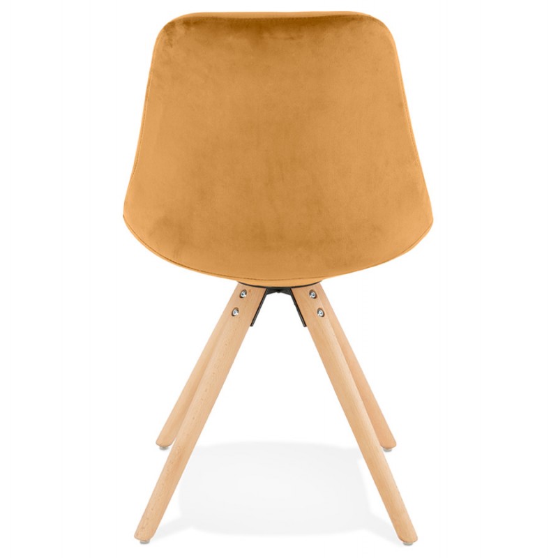 Vintage and industrial chair in velvet feet natural wood ALINA (Mustard) - image 61110